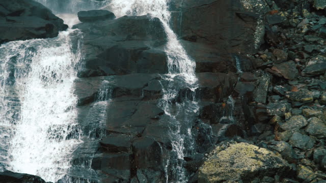 Slow-motion-footage-of-Skok-waterfall-in-the-Mlynicka-dolina-in-High-Tatra-mountains,-Slovak-Republic