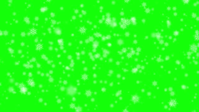 Falling-snow-on-a-green-background