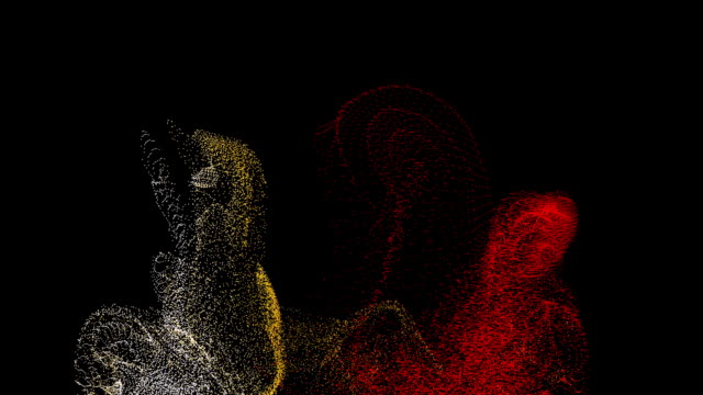 Animation---Partikel-langsam-auf-einem-schwarzen-Hintergrund-fliegen.--3D-Rendering