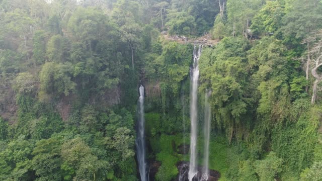 Hermosa-cascada-tropical-Bali,-Indonesia