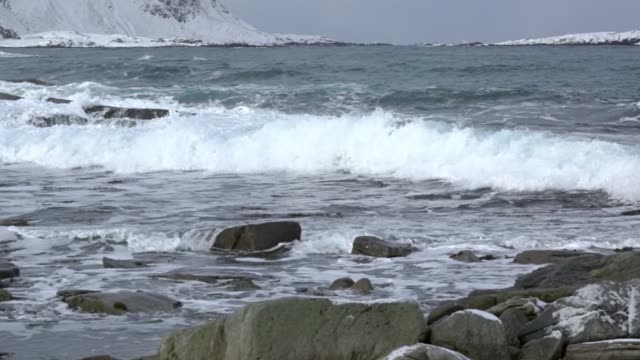 Wave-Surf-in-the-Winter-Fjord.-Slow-Motion