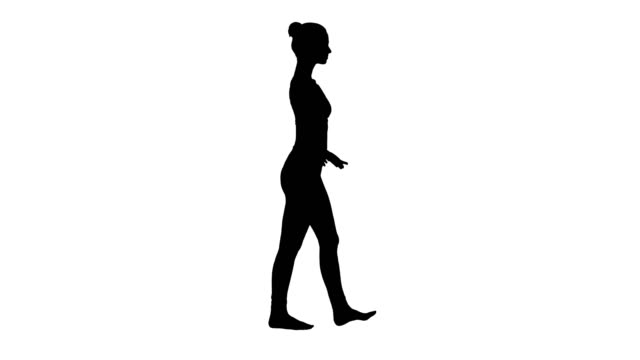 Silhouette-junge-Frau-Atemübung-zu-üben-und-zu-Fuß