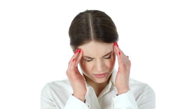 Frustriert-angespannten-Geschäftsfrau,-weißer-Hintergrund