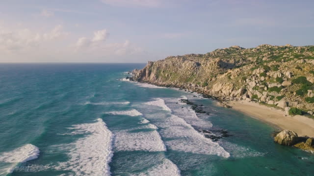 Aerial-view-of-beautiful-tropical-desert-island-beach-from-drone