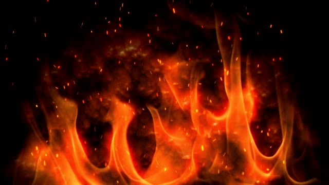 Fire-flame-with-sparks-close-up-loopable