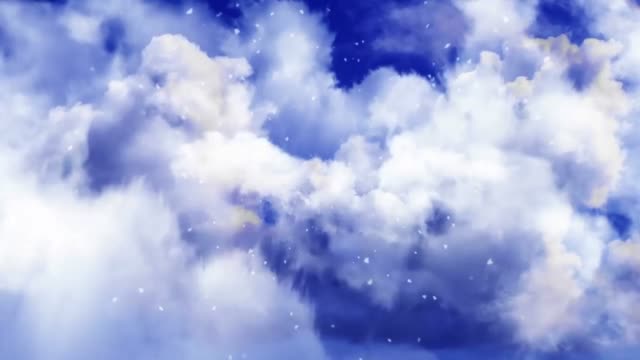 Flug-durch-Abend-Himmel-Wolken-mit-Partikeln