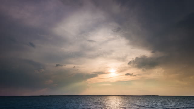 Time-lapse-of-cloudy-sky-with-storm-over-lake