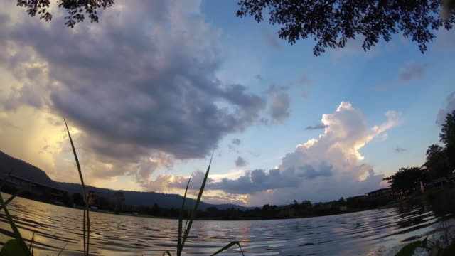 Time-Lapse-Landscape-Sunset-Sky-Over-Lake-,-Thailand