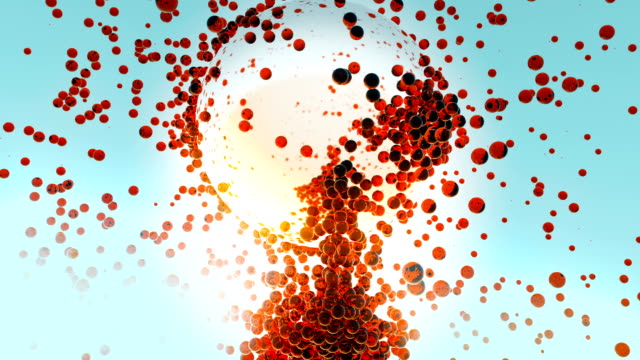 Abstrakte-CGI-animierte-Grafiken-mit-rot-leuchtenden-Kugeln