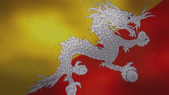 Bandera-Nacional-de-Bhután---agitando