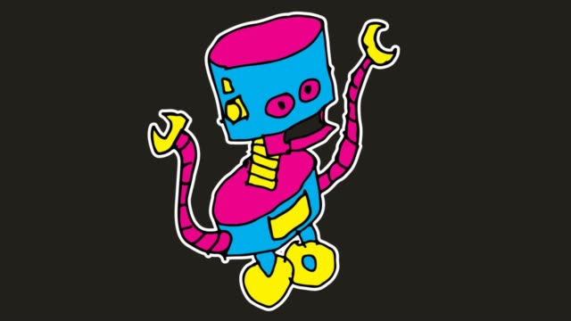 Kids-drawing-black-Background-with-theme-of-robot