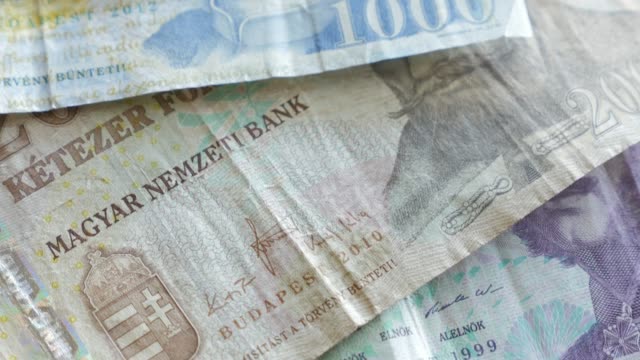 Billetes-de-Florín-Húngaro-organizados-para-fondos-de-concepto-de-negocio-4K