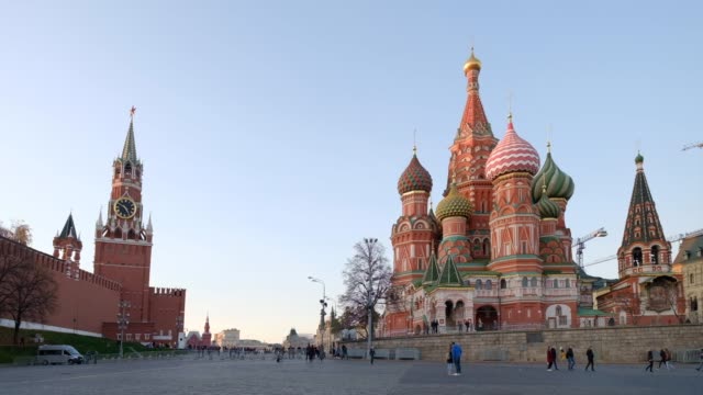 Blick-auf-den-Moskauer-Kreml,-den-Roten-Platz-und-die-Basilius-Kathedrale