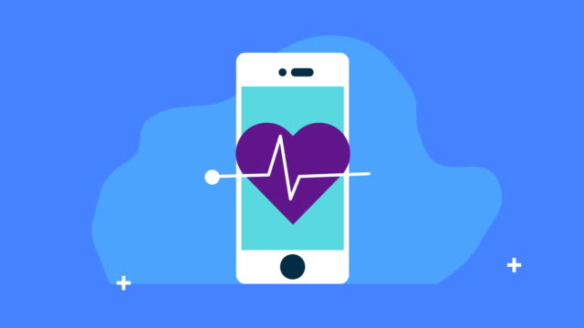 Smartphone-mit-Herz-Telemedizin-App-Animation