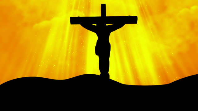 Cristo-sobre-la-Cruz-de-fondo-loopable-de-adoración-amarilla