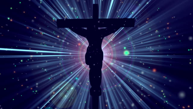 Christus-am-Kreuz-göttliche-blau-Gottesdienst-Endlos-wiederholbar-Hintergrund