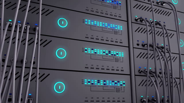Modern-server.-Realistic-LED.-Working-data-servers.
