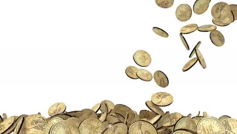many-dollar-coins-on-white-background