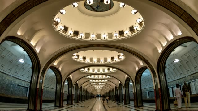 Mayakovskaya-Station,-Moskau-Russland-4K-Zeitraffer