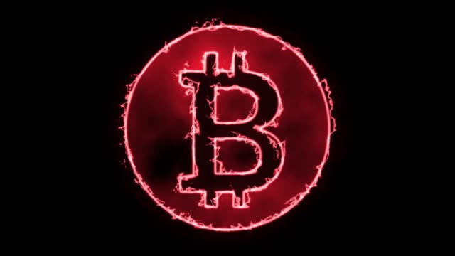 Bitcoin-Fire-Neon---schwarzen-Hintergrund-4K