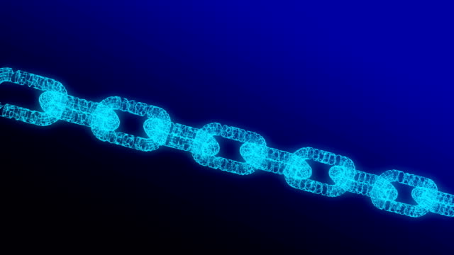 Digitale-Daten-und-Netzwerk-Verbindungsstruktur-der-beleuchteten-Blockchain-Form-auf-blauem-Hintergrund.-Datenknoten-Basis-in-futuristischen-Technologie-Konzept.-3D-abstract-Illustration-Hintergrund
