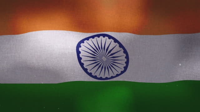 Nationalflagge-Indien---winken
