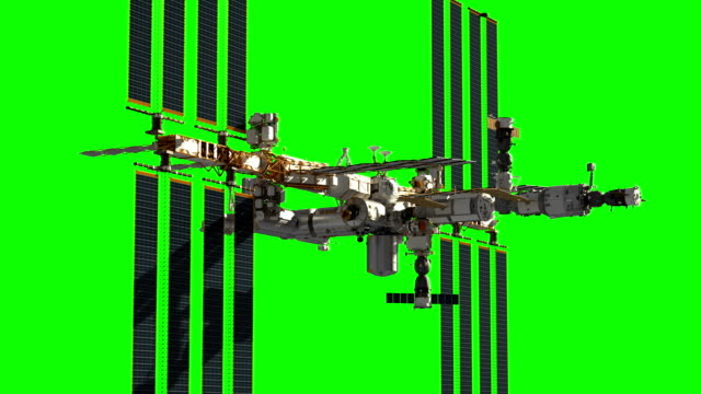 Flight-Of-International-Space-Station.-Green-Screen.