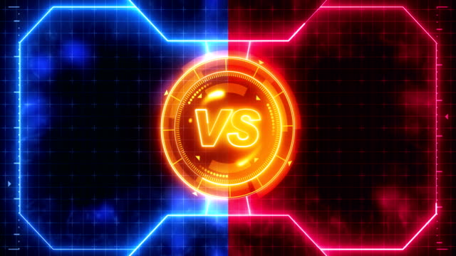 Futuristic-sports-game-loop-animation.-Versus-fight-background.-Radar-neon-digital-display.-VS.-Game-control-interface-element.-Battle-fight-sports-competition.