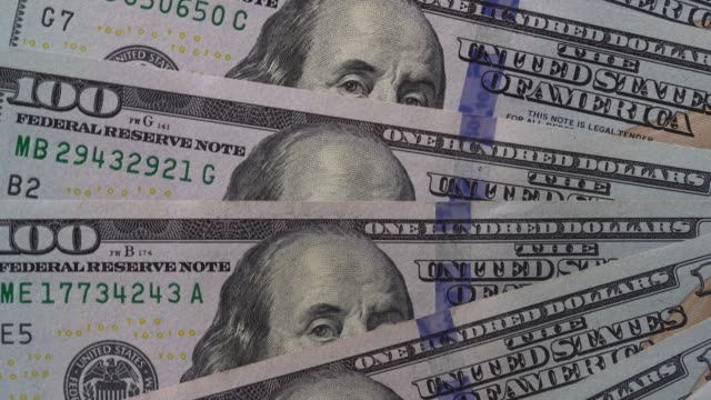 Paper-money-rotate-close-up.-Background-with-money-american-hundred-dollar-bills