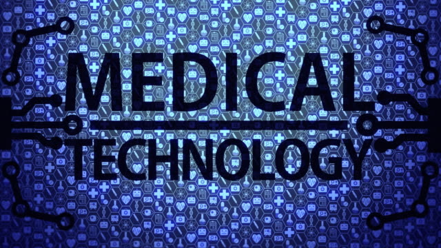 Medizintechnik-Big-Picture-Hintergrund-HUD-bestehend-aus-medizinischen-Ikonen-Set-mit-blauem-Licht