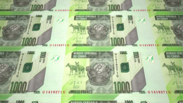 Billetes-de-1-mil-francos-congoleños-del-Congo,-dinero-en-efectivo,-lazo