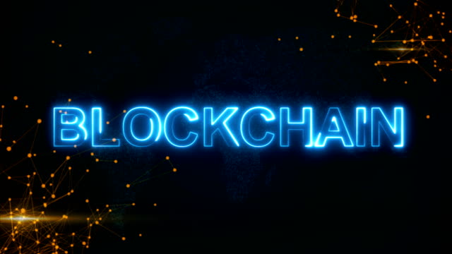 Blockchain-mit-Hologramm-Geschäftsmann-Konzept