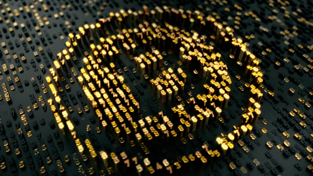 Bitcoin-Zeichen-gebildet-durch-Zahlen,-kryptowährung,-digitale-Hintergrund-ändern