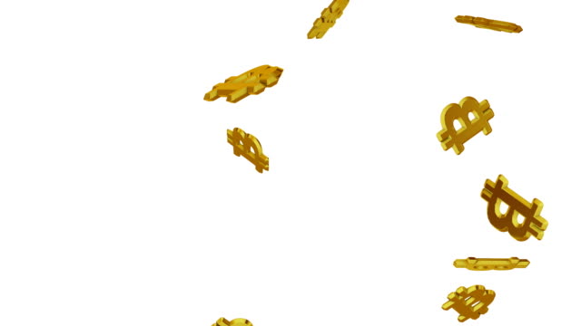 3D-Gold-Bitcoins-Zeichen-fallen
