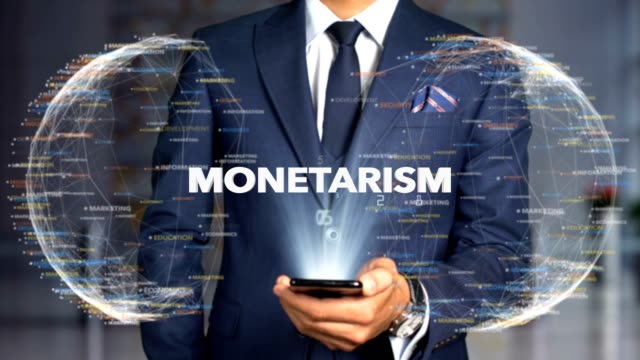 Geschäftsmann-Hologramm-Concept-Economics-Monetarismus