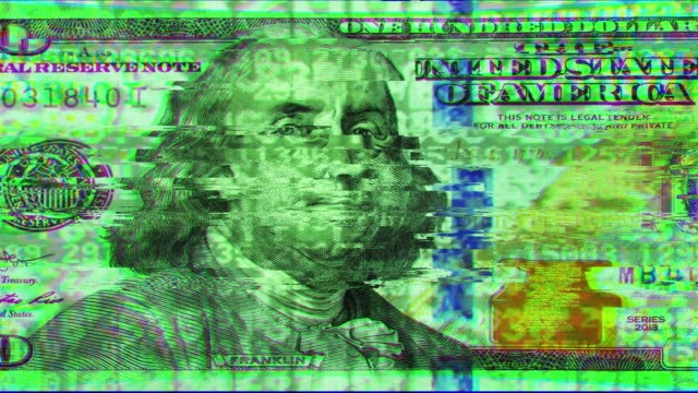 Dollar-100-USD-pictures-in-digital-glitches