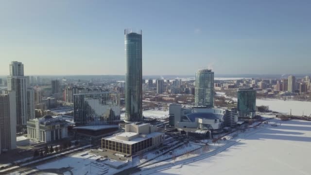 Illuminated-Skyscrapers-Buildings-of-business-complex-Russia.-Skyscrapers-in-winter-Russia