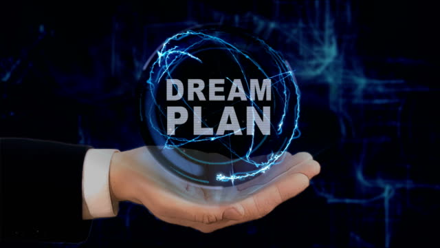 Painted-hand-shows-concept-hologram-Dream-plan-on-his-hand