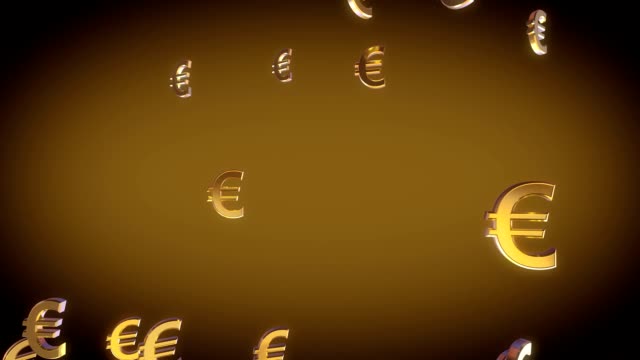 Euro-sign-falling,-3D-animation