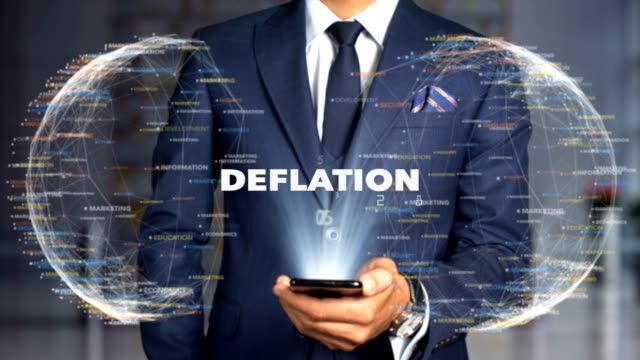 Geschäftsmann-Hologramm-Konzeptwirtschaft-Deflation