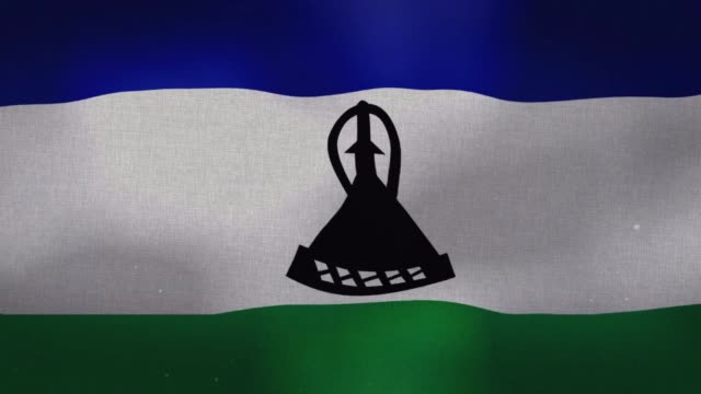 Lesotho-National-Flag---Waving