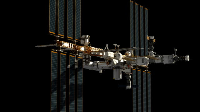 Flug-der-Internationalen-Raumstation-mit-Alpha-Matte