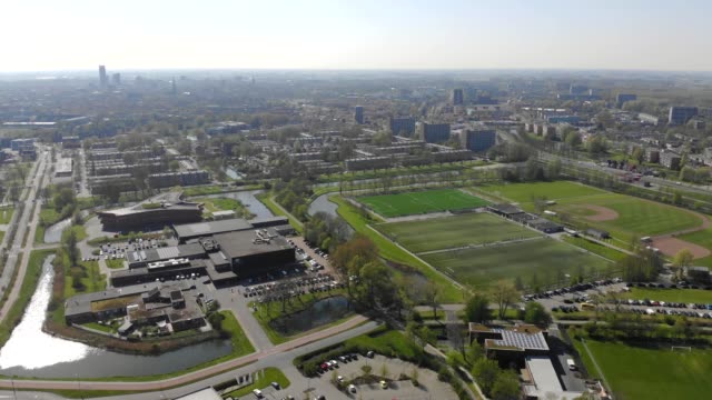 Flying-over-the-town-of-leeuwarden.-City-view-from-drone