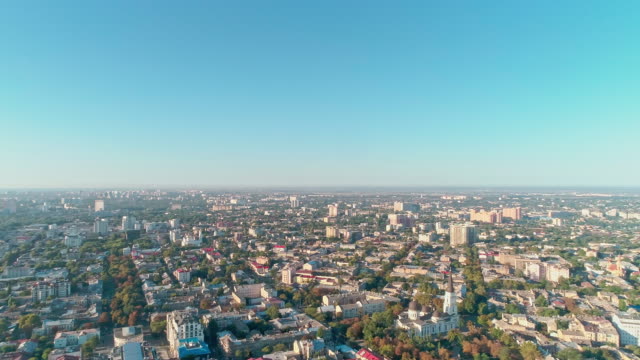 Panoramic-aerial-view-of-Odessa-city-at-sunny-day