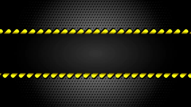 Yellow-moving-danger-tape-on-metal-perforated-background