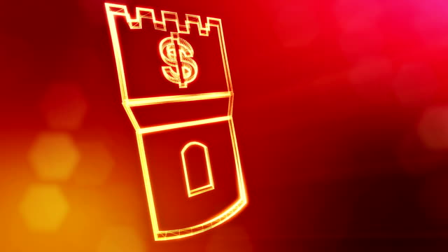 dollar-sign-in-emblem-of-a-tower.-Finance-background-of-luminous-particles.-3D-loop-animation-with-depth-of-field,-bokeh-and-copy-space-for-your-text.-red-color-v1