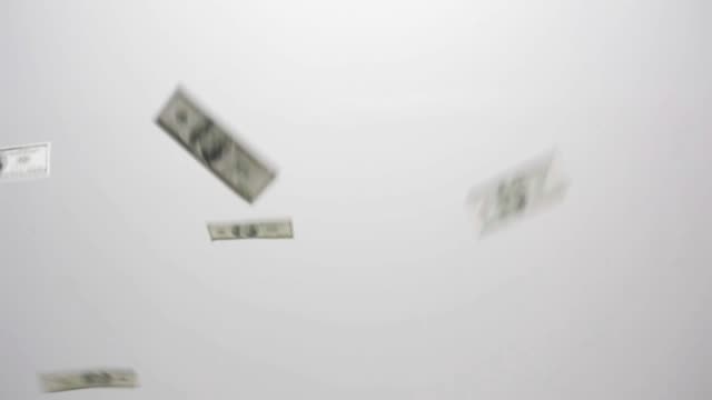 Dollar-Geld-fliegen-über-weißem-Hintergrund