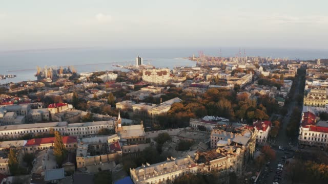 Drone-shot-of-Odessa-downtown-in-Ukraine