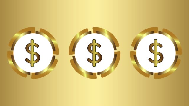 Three-icons-of-dollar-on-gold