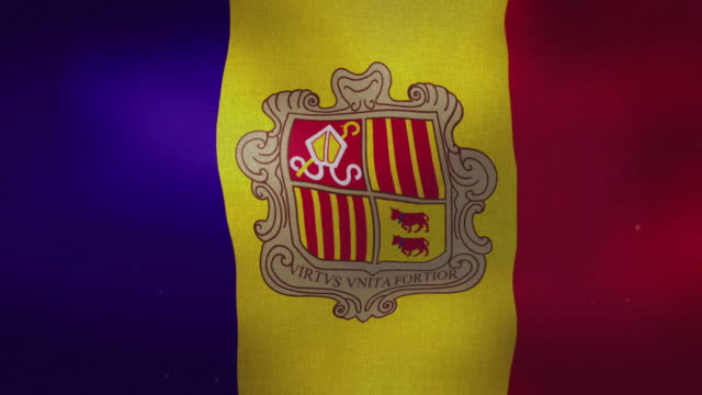 Bandera-Nacional-de-Andorra---agitando